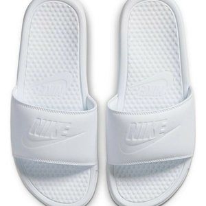 Nike Benassi JDI Women's  White Slides Sandals 343881-115 NIB
